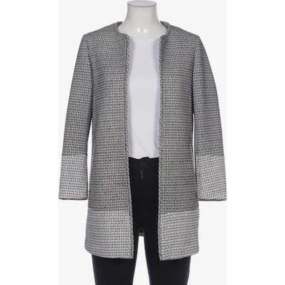 Size 6 Black & White Patterned‎ Open Front Long Jacket w/Pockets Blazer Tweed - Picture 5 of 9